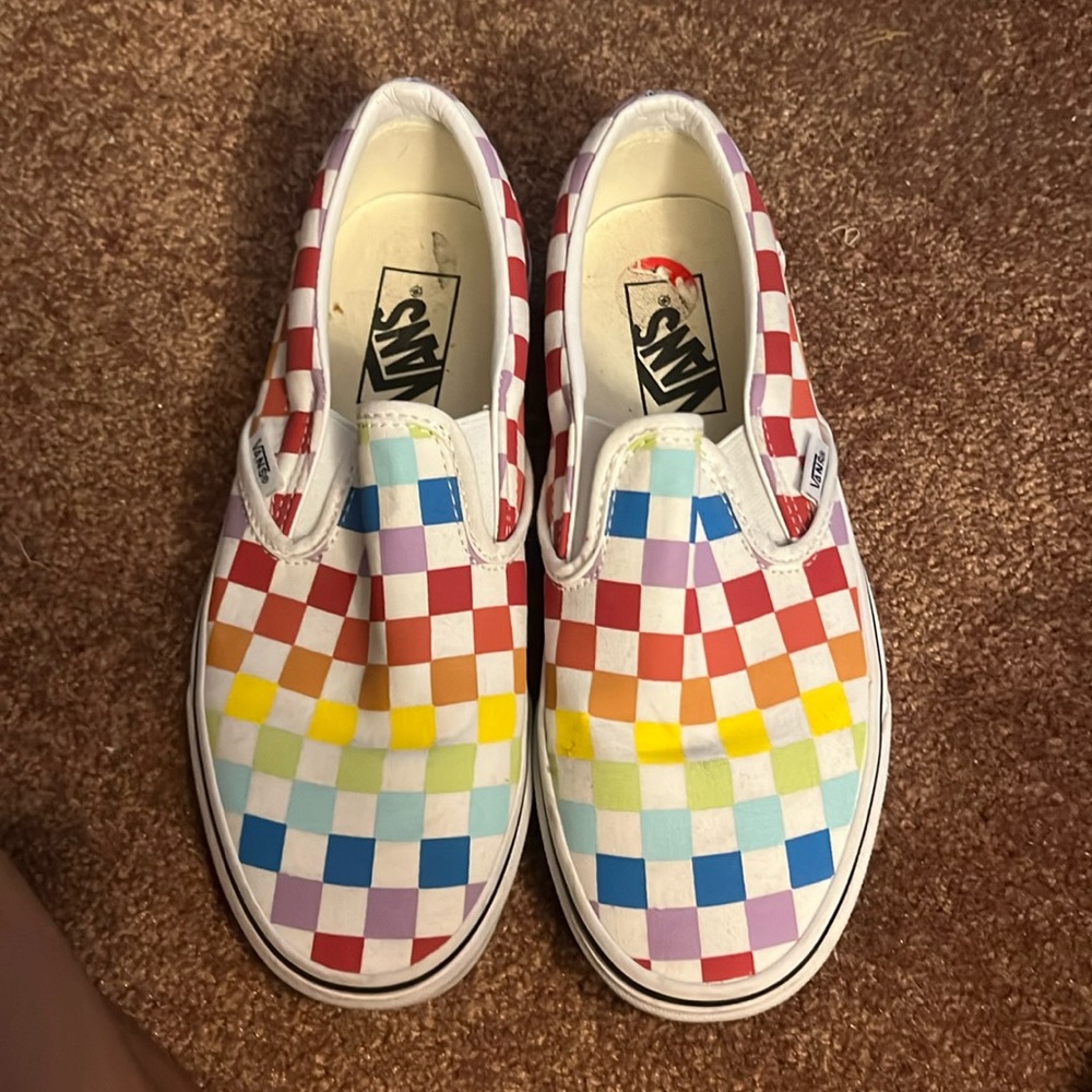 Like new slip on multi color vans
